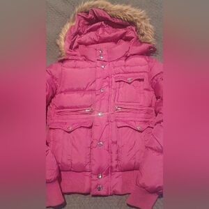 True Religion Down Pink‎ Puffer Coat Size M